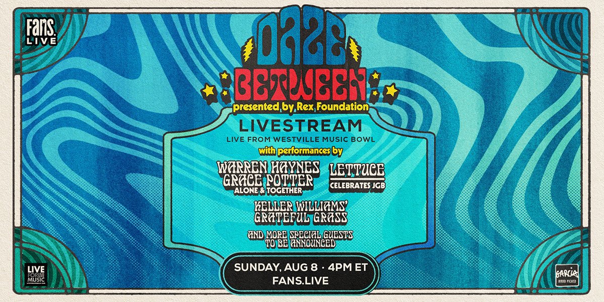 You’re invited! Watch @TheWarrenHaynes &amp; @GracePotter, @LettuceFunk Celebrates JGB, <a href="/KellerMusician/">Keller Williams</a> Grateful Grass, <a href="/MikaelaDavis/">Mikaela Davis</a> Trio, <a href="/RootsofCreation/">Roots of Creation (RoC) ☠️</a>'s Grateful Dub on SUN, AUG 8 to support <a href="/RexFoundation/">RexFoundation</a>! Donate now + watch the full show on FANS-->> fans.live