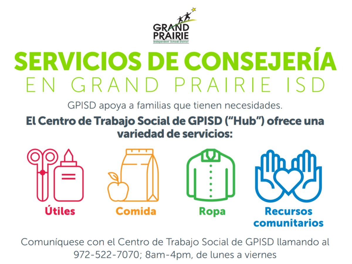 BryanFParra13's tweet photo. If your child has a need for any of the following supports, please don't hesitate to contact the GPISD Social Work Hub. #WeAreGPISD https://t.co/cQ5mXF70H6