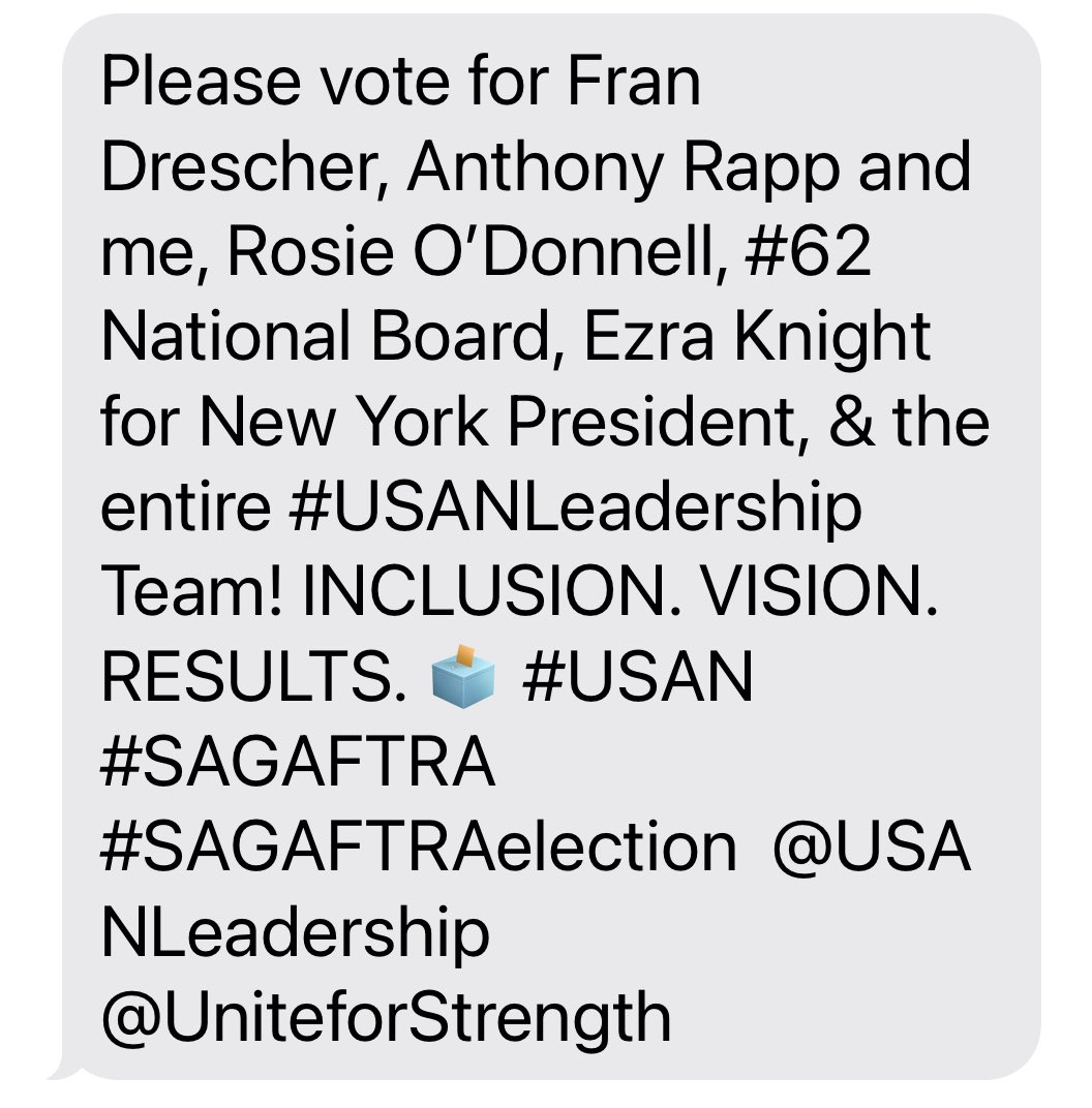 Rosie's tweet photo. please vote sagaftra members !!
#SAGAFTRA #USAN #UNITEFORSTRENGTH https://t.co/qs61wL6TFL
