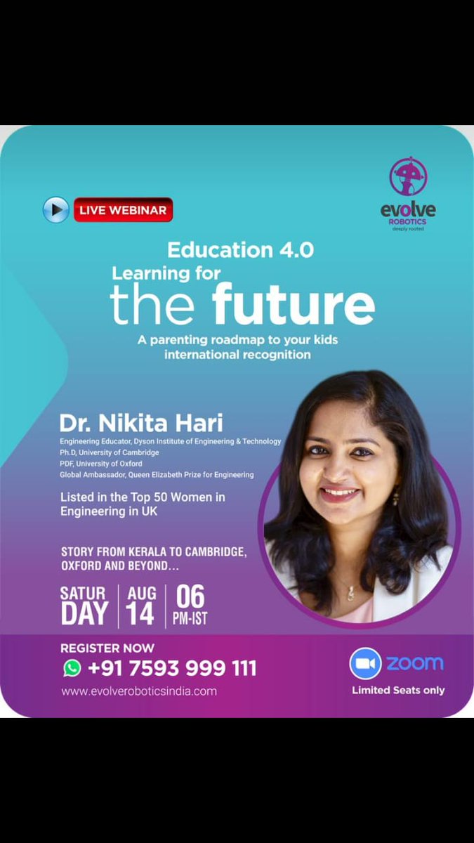 *Do you wonder how few faces amongst us excel and manage to make their mark internationally? 

*Live webinar Alert ! Only Limited Seats Available.*

*Register Now* :  

evolveroboticsindia.com/webinar/