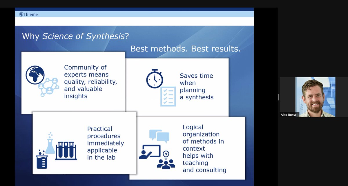 Thanks to <a href="/thiemechemistry/">Chemistry at Thieme</a> for sponsoring #BBTC2021 and for telling us about SOS (Science of Synthesis) resources!!
