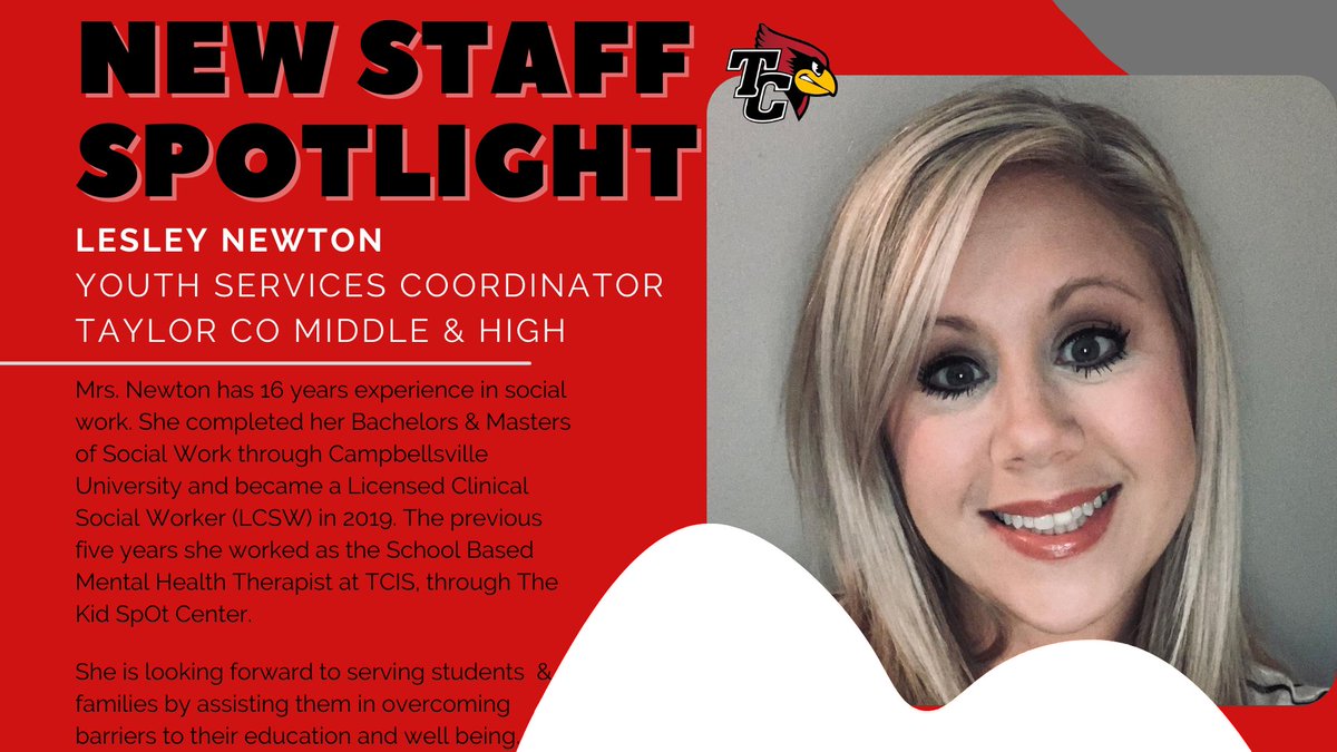 TC_Schools_KY's tweet photo. πππ ππππ
π
πππππππππ
Join us in welcoming Mrs. Lesley Newton! She is our new Youth Services Coordinator for TCMS and TCHS.
#tcpride #tcms #teamTCMS #tchs #newstaffspotlight https://t.co/TMEgxgzJu9