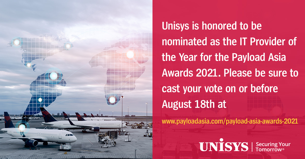 Unisys_Travel's tweet photo. Streamline your cargo management, increase revenue, and improve operational efficiencies with our award-winning, robust, never hacked cargo management solutions. Vote for Unisys in the 2021 Payload Asia Awards for IT Provider of the Year! https://t.co/X0NzkNiThV https://t.co/gLobmboKs6