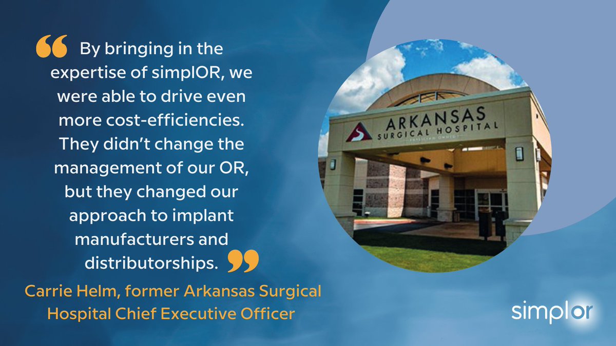 simplOR_'s tweet image. simplOR offered a unique collaboration between the hospital, surgeons, &amp;amp; suppliers to create an environment that allowed several benefits to be achieved. 
🔸Savings of 11% ($141,730)
🔹Surgeon choice maintained
🔸Inventory consolidated &amp;amp; customized for all 9 surgeons
#healthcare