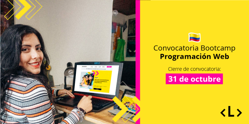 Laboratoriala's tweet photo. 🇨🇴 ¡La revolución tech ya está aquí! ¿Vas a ser parte?
La convocatoria para ser #ProgramadoraWeb en #Colombia está abierta hasta el 31 de octubre.
Ingresa a https://t.co/vo2DP42vV4 para postular a nuestro proceso de selección.
#programacionweb #inclusiondigital #girlswhocode https://t.co/vVnLegGa0X