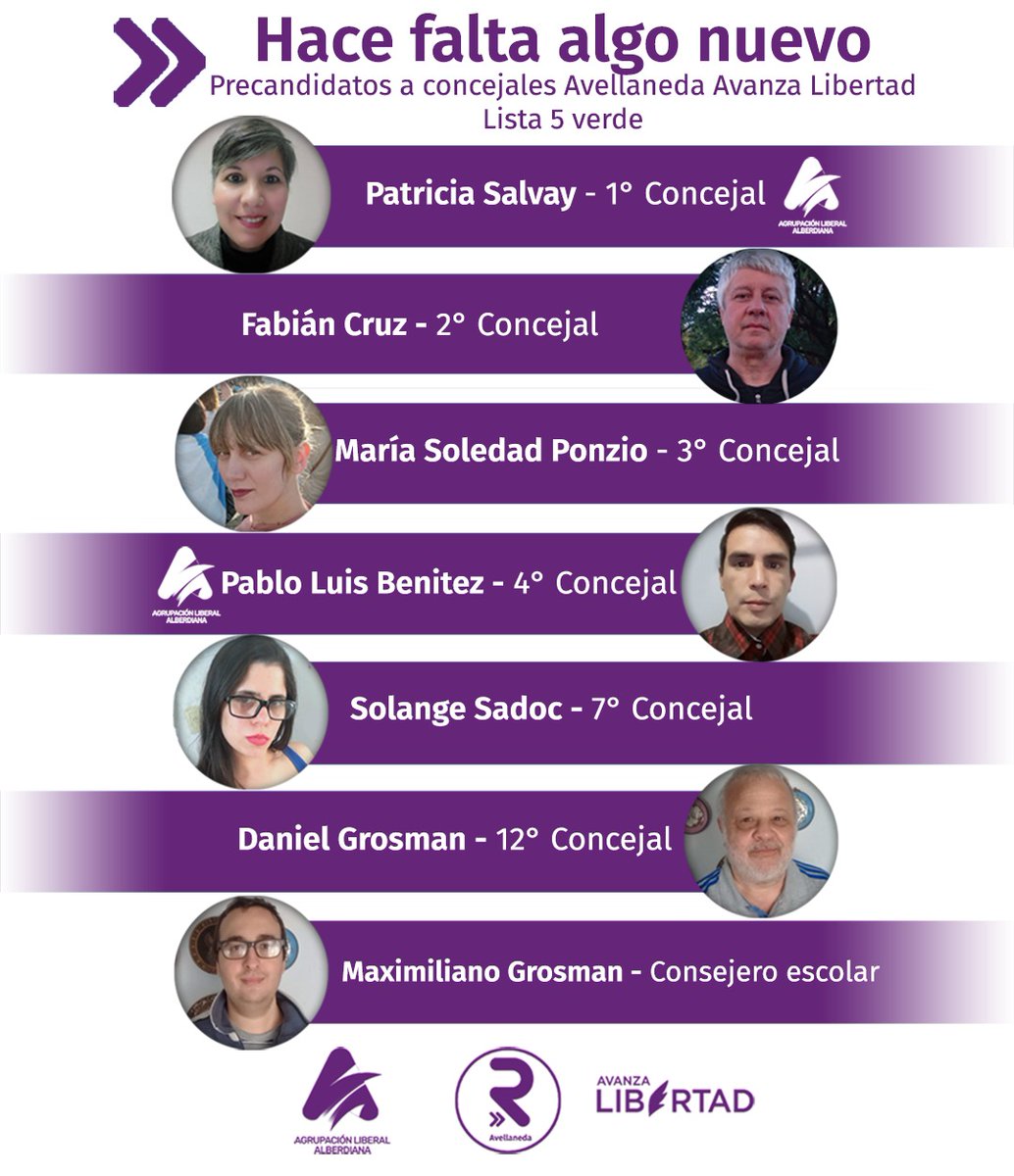 Estas legislativas no votes las mismas promesas vacías de siempre, somos tus vecinos, queremos estar ahí para gestionar una Avellaneda para todos. #HaceFaltaAlgoNuevo #Lista5Verde
#Avellaneda #AvanzaLibertad #Elecciones2021
<a href="/jlespert/">José Luis Espert</a> 
<a href="/RUPBAAvellaneda/">Republicanos Unidos Avellaneda</a>
<a href="/RU_PBA/">Republicanos Unidos PBA</a>  
<a href="/AlberdianaOK/">AlberdianaOK</a>