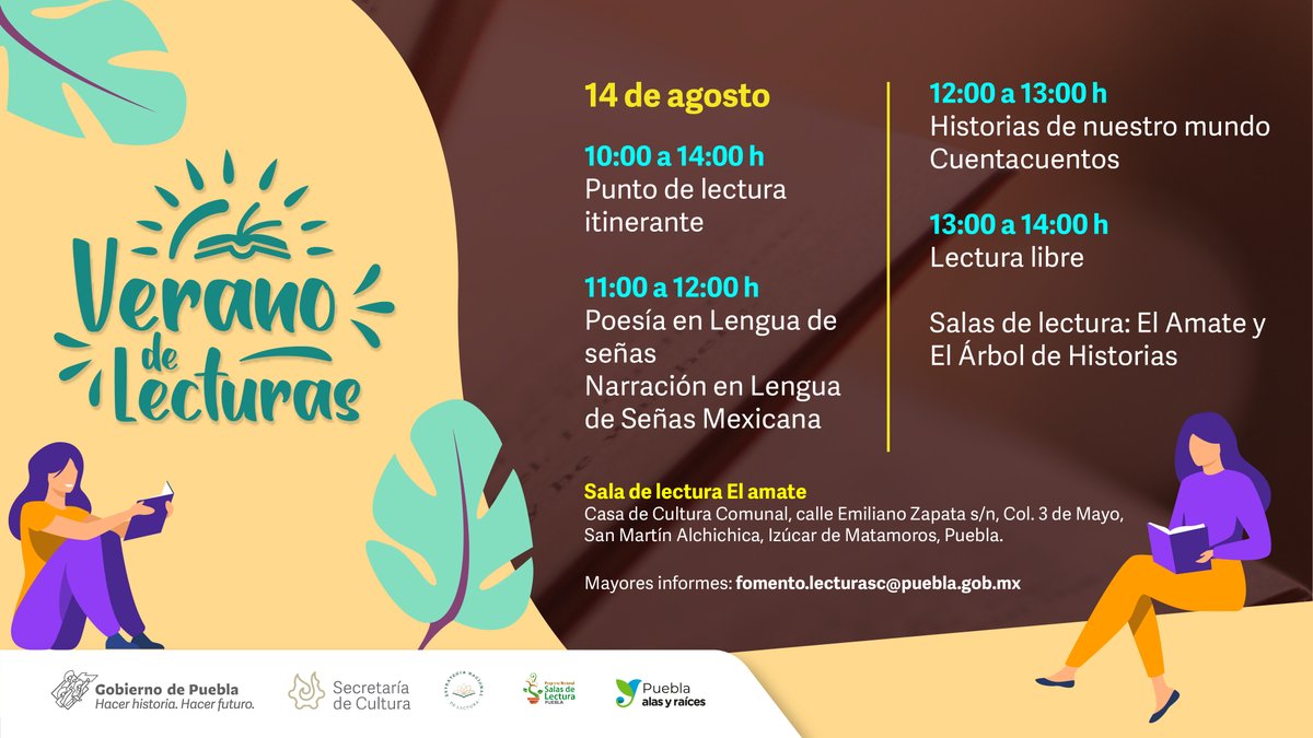 CulturaGobPue's tweet photo. Forma parte de las distintas actividades que tenemos para ti en el #VeranoDeLecturas 📚.
Consulta ⬇️ la programación del 14 de agosto en la Sala de Lectura El Amate, en Izúcar de Matamoros.
#𝗟𝗮𝗖𝘂𝗹𝘁𝘂𝗿𝗮𝗦𝗶𝗴𝘂𝗲𝗦𝗶𝗡𝗼𝘀𝗖𝘂𝗶𝗱𝗮𝗺𝗼𝘀. https://t.co/FBoxKgDS0y