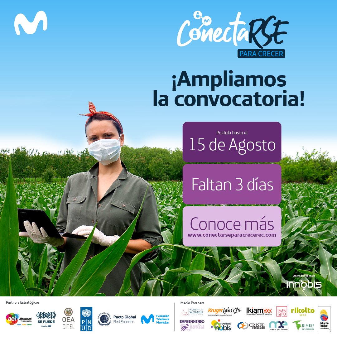 OtecelSA's tweet photo. ¿Conoces a una mujer emprendedora rural?

#ConectaRSEparaCrecerEC premiará a mujeres de lucha y perseverancia de los sectores rurales del país. 
El emprendimiento ganador recibirá $4000 de capital semilla, mentorías personalizadas y aceleración para potenciar su proyecto. https://t.co/aykCyjAcNF