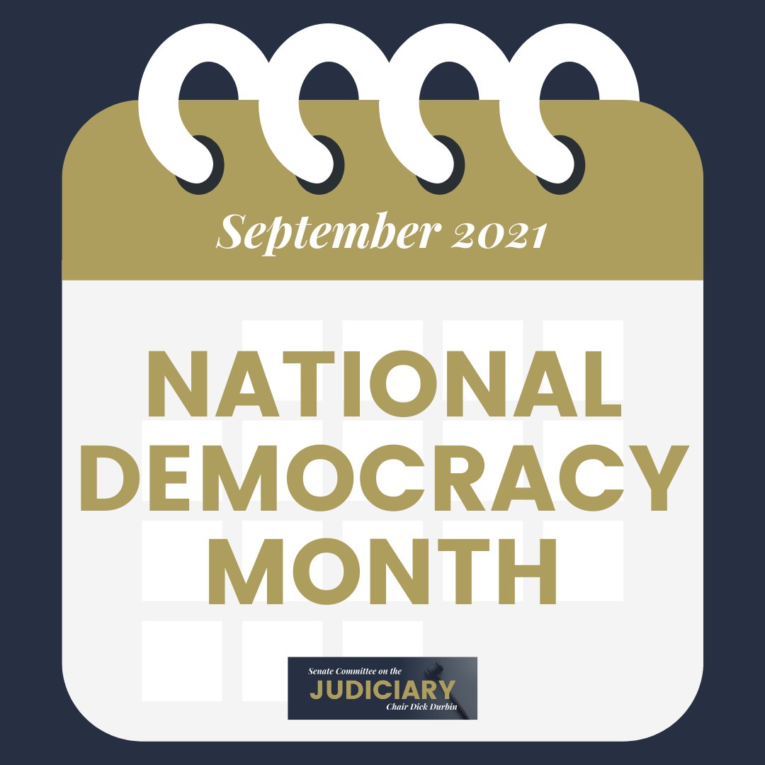 JudiciaryDems's tweet photo. NEW: Chair @SenatorDurbin and Ranking Member @ChuckGrassley today introduced a resolution designating September 2021 as National Democracy Month, which asks Americans to reflect on the contributions of the system of government of the United States to a more free and stable world. https://t.co/6NsnthZGkZ