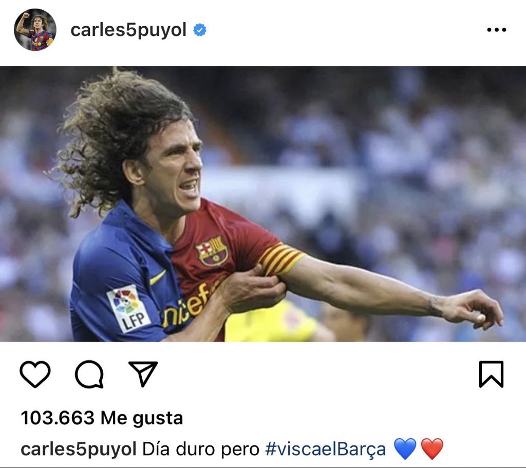 Puyol is the first player to publicly acknowledge the day's events:

"A tough day but Visca el Barca."