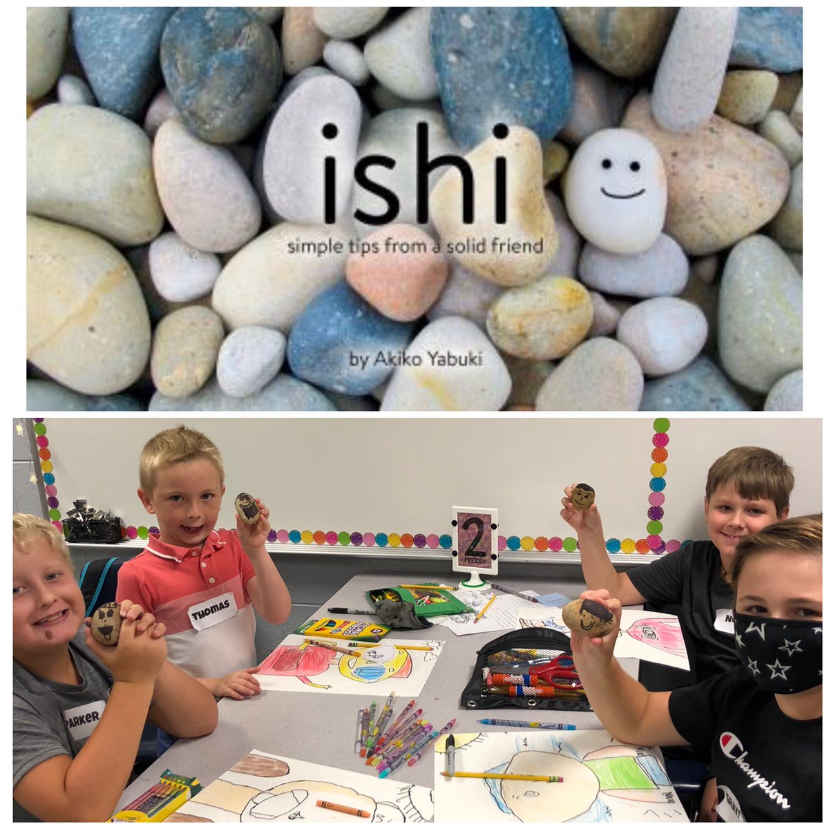 MrsPinckley's tweet photo. We had a great first day! We read the book Ishi and made our own ishi to remind us to choose happiness and have a positive attitude! #PinckleysPatriots #TeamDCS #LIS https://t.co/SAOo5kj7bM
