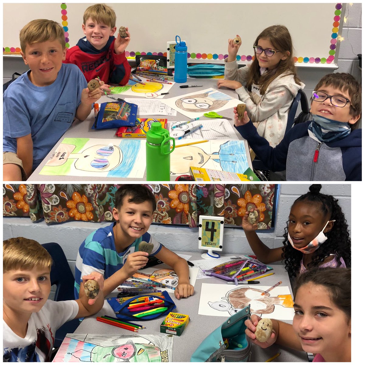 MrsPinckley's tweet photo. We had a great first day! We read the book Ishi and made our own ishi to remind us to choose happiness and have a positive attitude! #PinckleysPatriots #TeamDCS #LIS https://t.co/SAOo5kj7bM