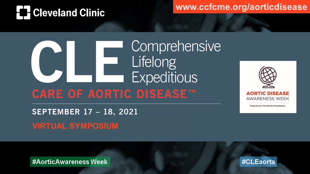 CleClinicHVTI's tweet photo. Join experts from some of the world’s leading multi-disciplinary aorta centers during #AorticAwareness Week for the #CLEaorta virtual symposium!

View agenda &amp; register (free): https://t.co/Vo76j1q74j

@FrankCaputoMD @DesaiMilindY @drseanlyden @venumenon10 @EricRoselliMD #AortaEd https://t.co/WmYAoRSfo8