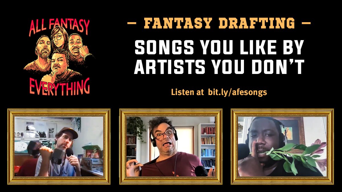 It's Thursday! Time for a brand new All Fantasy Everything! @SeanSJordan, @thegissilent and @IanKarmel drafted 'Songs You Like By Artists You Don't!' 

Listen: bit.ly/afesongs