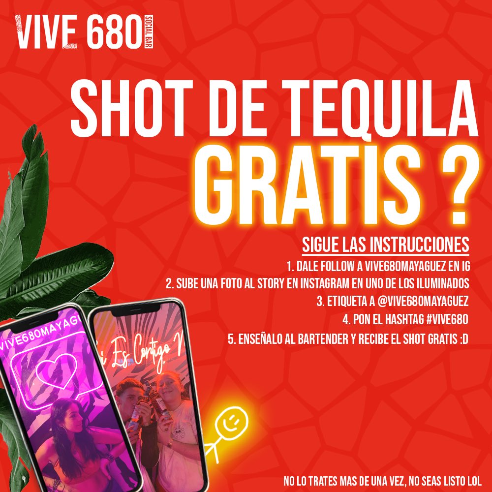 vive680mayaguez's tweet photo. 👀 TEQUILA GRATIS HOY JUEVES???
#PrepaWeek #Vive680 https://t.co/VQz9GW1WEf