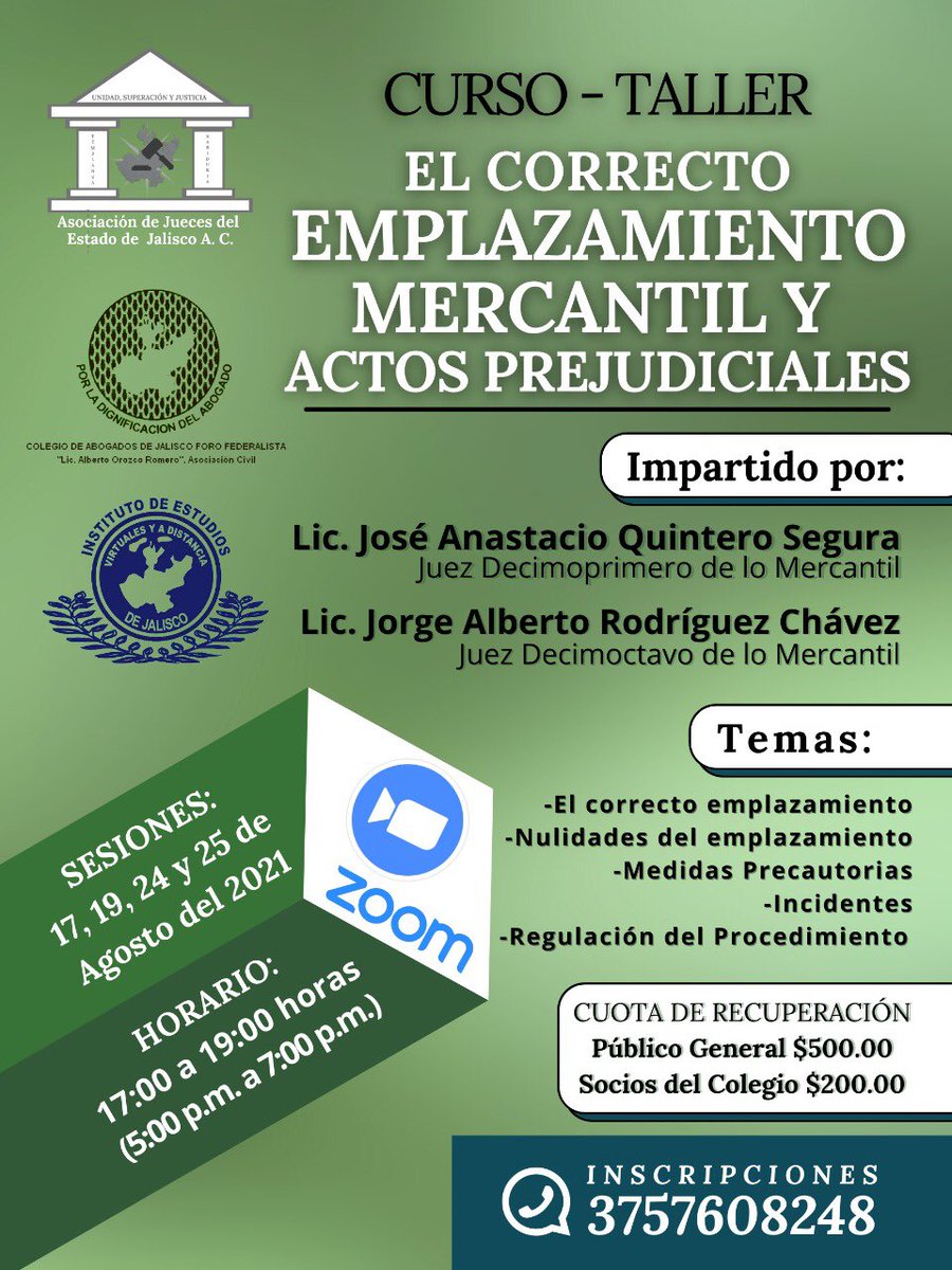 Forofederalista's tweet photo. Estamos a días de comenzar con el Curso-Taller “El Correcto Emplazamiento Mercantil y Actos Prejudiciales” 

Inscripciones al 3757608248 https://t.co/bhhlbkcn3P