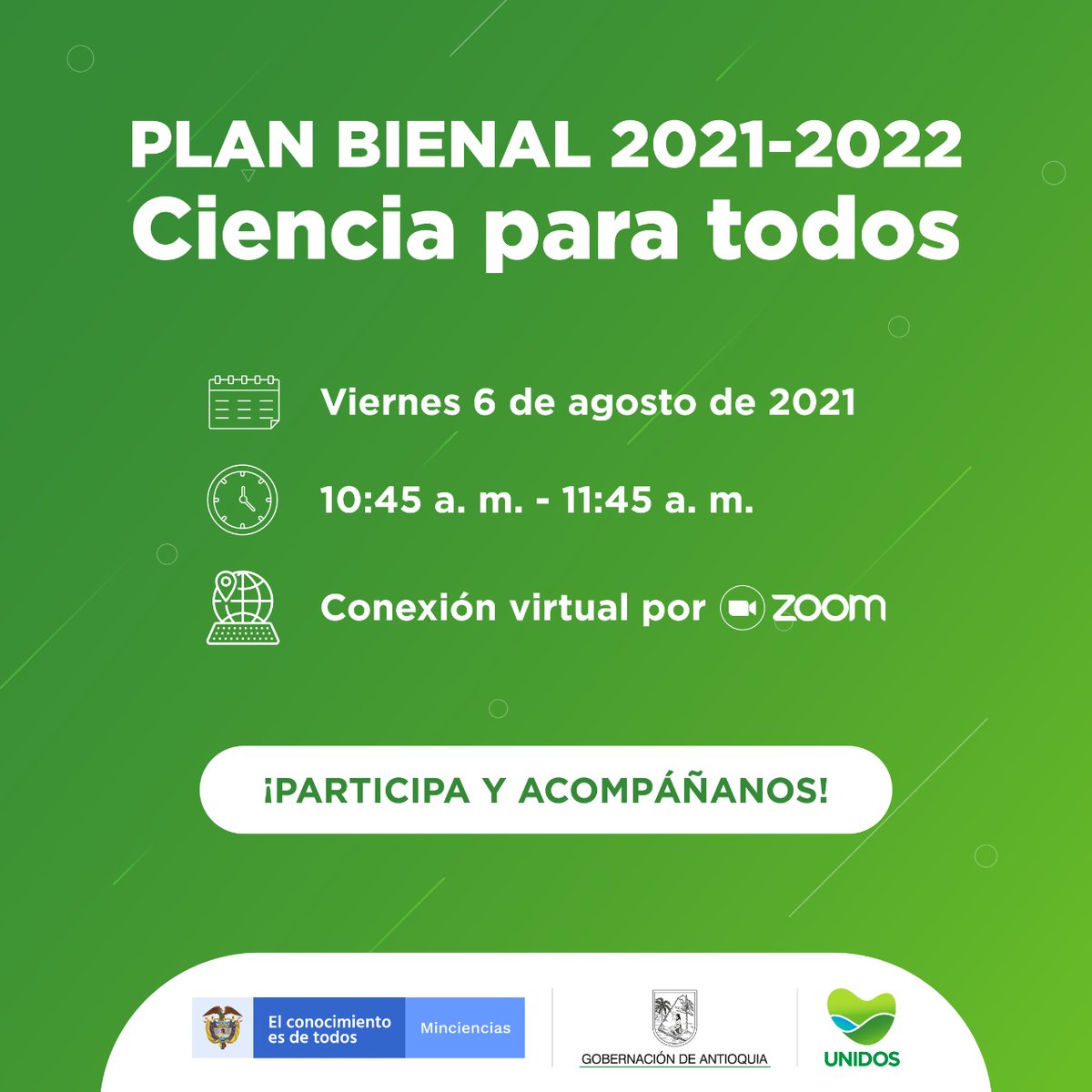 DesarrolloEcoAn's tweet photo. ¡Ciencia para todos! 🧪🧑‍🔬
Apropiación social del conocimiento para todos 

Participa y conoce las convocatorias en investigación, innovación y formación.

🗓 Viernes, 6 de agosto de 2021
⏰ 10:45 a.m. - 11:45 a.m.

Inscríbete aquí 
🔗 https://t.co/mb5YzGJ7di

¡Te esperamos! https://t.co/OnbWdiPouA