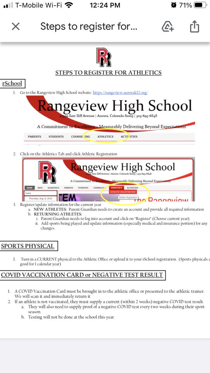 All boys tennis players: registration and physicals need to be completed and submitted by Monday morning if you want to attend our 1st practice at 3:45 Monday. See info attached. email Coach Carabello w/ ?s. @RangeviewAthle1