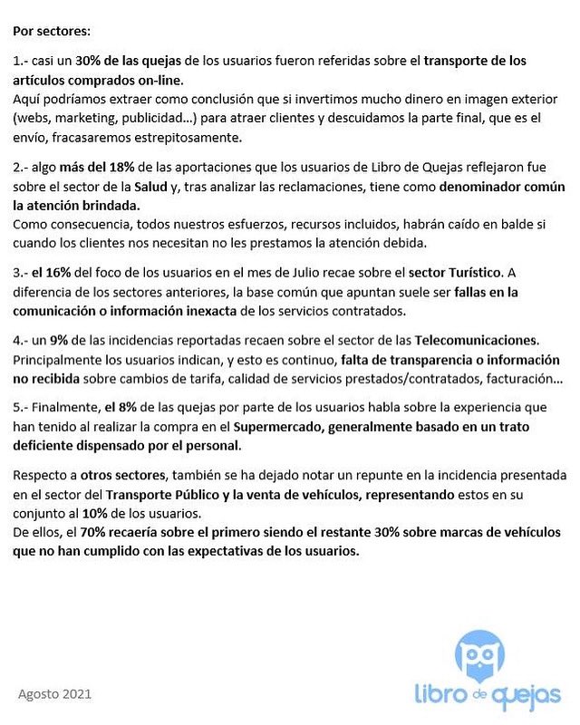 dmdolset's tweet photo. ✅Más de 20.000 usuarios reflejaron alguna mala experiencia y/o buscaron información sobre alguna empresa en #LibrodeQuejas el mes pasado. (Ver cuadro). ⤵️ Persistir en no atender al cliente aboca al desastre a cualquier empresa. #AvisoNavegantes
#Consumidores #AtenciónalCliente https://t.co/L4C0RccEHO