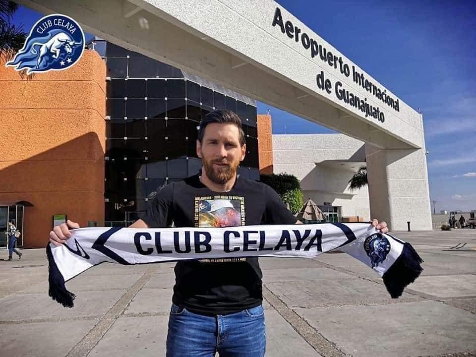 TorosCelayaCD's tweet photo. Oye #Messi, que bien te quedan los colores azul y blanco. 

Pero sea cuál sea la decisión que tomes, los #Toros te deseamos el mayor de los éxitos #crack.  👏🏼 

#SomosToros https://t.co/fBv3nUVSnX