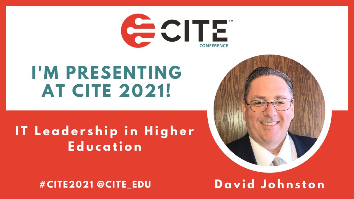 Do you work in higher education? #CITE2021 has sessions for you too! Don't miss Dave Johnston in his session, 'IT Leadership in Higher Education'. Dave will reflect on the similarities and differences between his experiences in K12 & in working for community college districts.