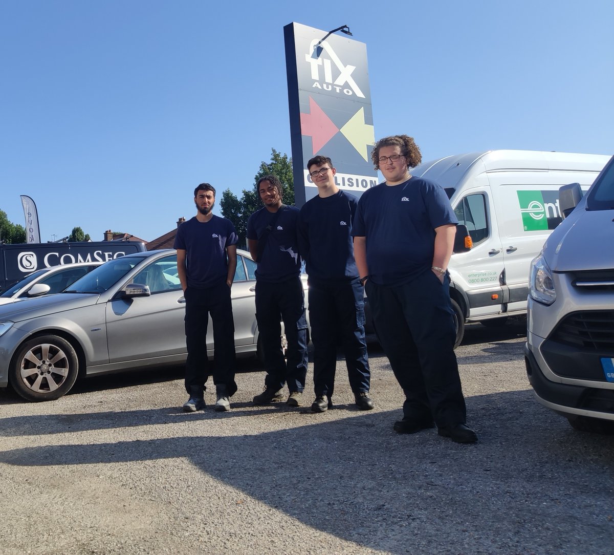 fixautodagenham's tweet photo. #FixAuto #Dagenham are immensely proud to introduce, Kareem, Christian, Jack & Alfie who have just joined our team as Vehicle Accident Repair #apprentices. Welcome aboard and good luck to you all. #apprenticeships #SupportingApprenticeshps #supportingYoungPeople https://t.co/X1IVekZSHK