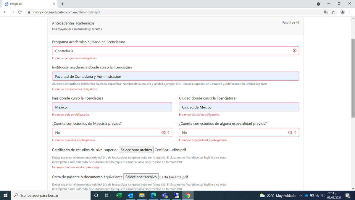 luisito_Rodr's tweet photo. @PosgradoESCATEP He tenido problemas para realizar mi inscripción, debido a que la plataforma no me deja cargar mis antecedentes académicos, ¿Cómo puedo concluir el trámite? pueden apoyarme por favor? https://t.co/JPV9BdUzCr