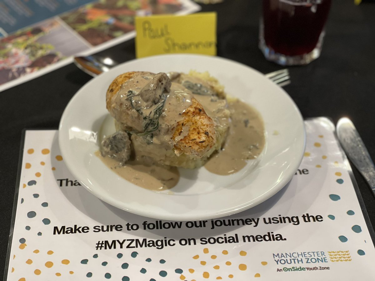 Enjoying an amazing meal at an event put on by the young people at Manchester Youth Zone!! #MYZMagic
