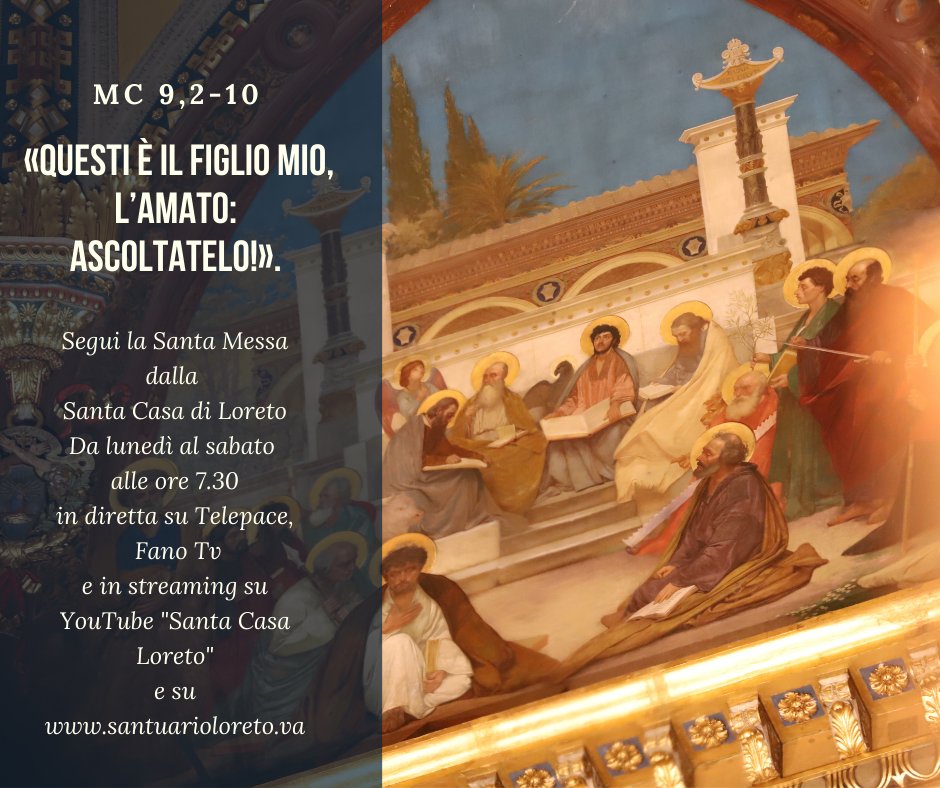 #Segui la #SantaMessa in #diretta alle ore 7.30 su 
<a href="/Telepace/">Telepace News</a> <a href="/FANOTV/">FanoTV</a> e in streaming su #YouTube "Santa Casa Loreto" e su santuarioloreto.va