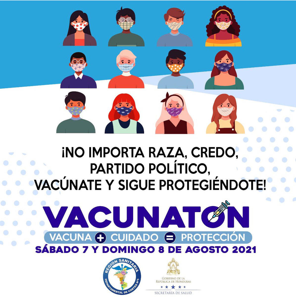 RSD_CORTES's tweet photo. #HondurasseVacuna🙆🏽‍♀️💉

Este sábado 7 y domingo 8 de agosto en el #VACUNATON sumémonos todos, porque una vacuna puede salvar vidas!

🔹Vacúnate y síguete protegiendo😷🔹 https://t.co/YOR6gd6VUh