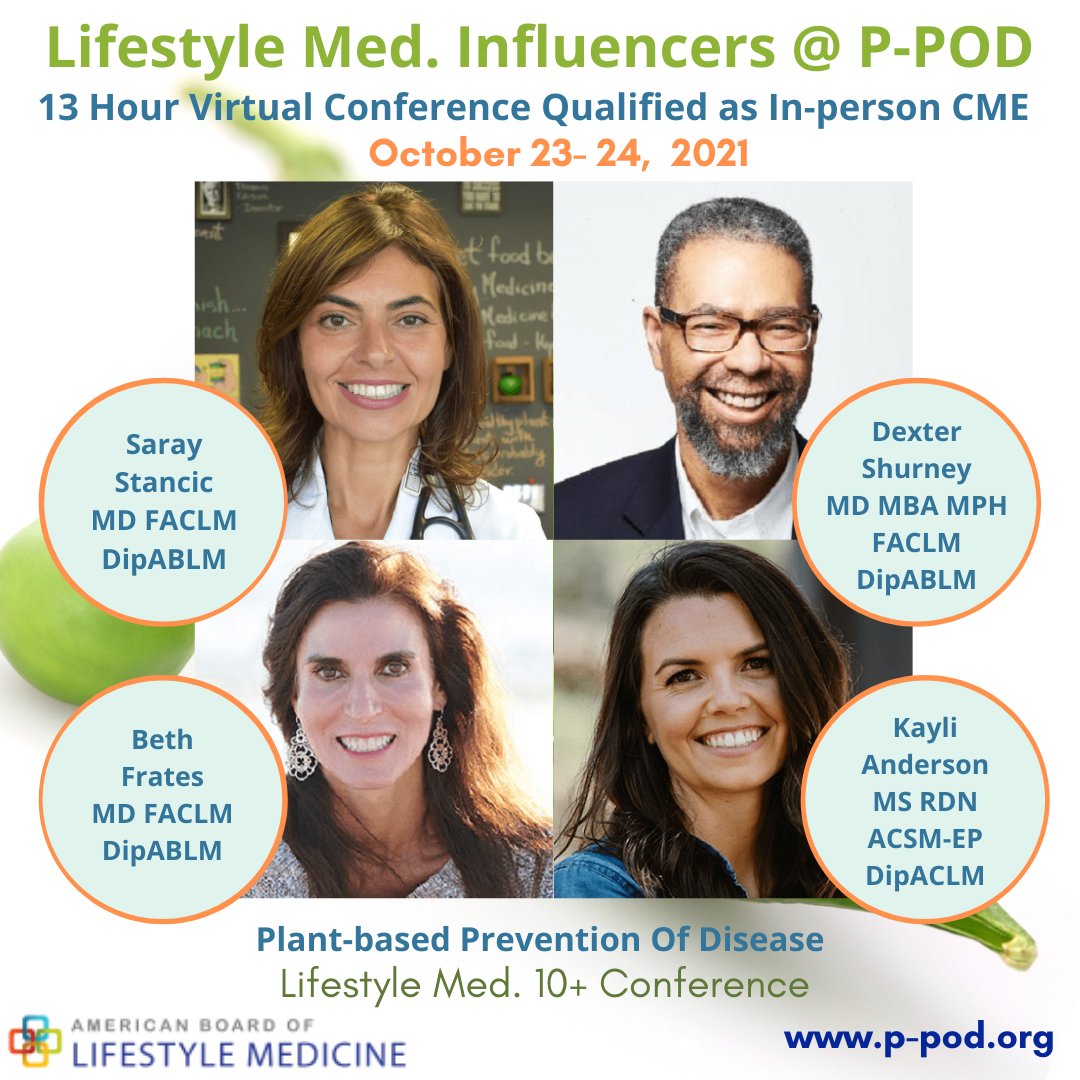 We are proud to feature these lifestyle medicine influencers at our upcoming virtual conference Oct. 23-24.  bit.ly/2Q9pYVq #continuing education #nutritioneducation #lifestylemedicine