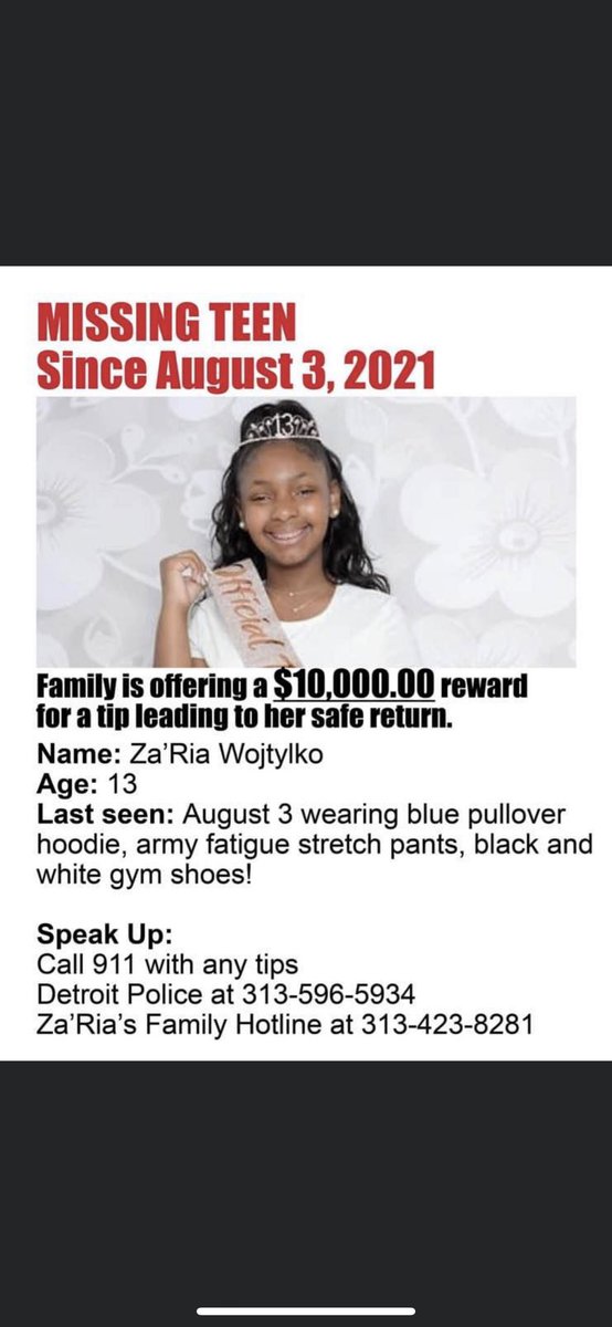 @mkalio38 <a href="/It_Aint__ME/">Queen LaDeefa</a> While this is blowing up… I need your help with the search of a young girl from Detroit that went missing. If you seen her, please call the number on the flyer