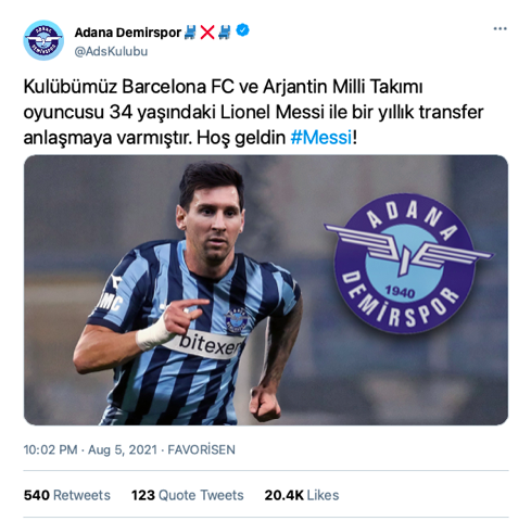 FavoriMizah's tweet photo. Sıkı bir sıfır bir izleyicisi olan Messi , mavi şimşekler için Barça’dan vazgeçmiş. 
@AdsKulubu https://t.co/URkP6vRJfk