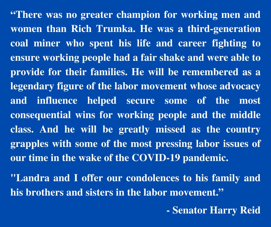 My statement on the passing of AFL-CIO President Richard Trumka.