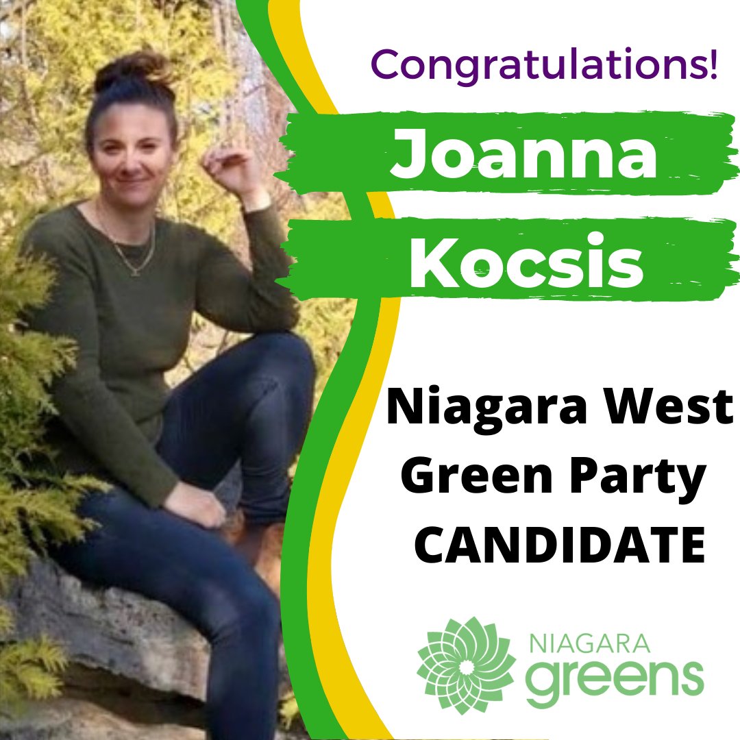 🎉Congratulations to Joanna Kocsis - the winner of our leadership race for Niagara West. Joanna will run for <a href="/CanadianGreens/">Green Party of Canada</a> in the next federal election in the riding of Niagara West.

#VoteGreen #GreenPartyOfCanada #GPC #GPCLeadership #canpoli  #CdnPoli #NiagaraWest #Niagara