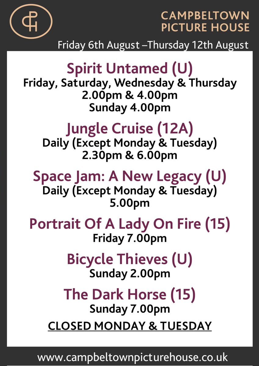 This coming week's Movie's at @CTPictureHouse