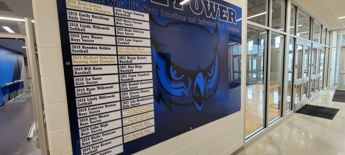 ADButlerOW's tweet photo. Individual State Champion/All-State Board updates. Who will be the next Owl to put their name on this board! #owlpower @OWNovacekOWLS https://t.co/nhFnRQCTtq