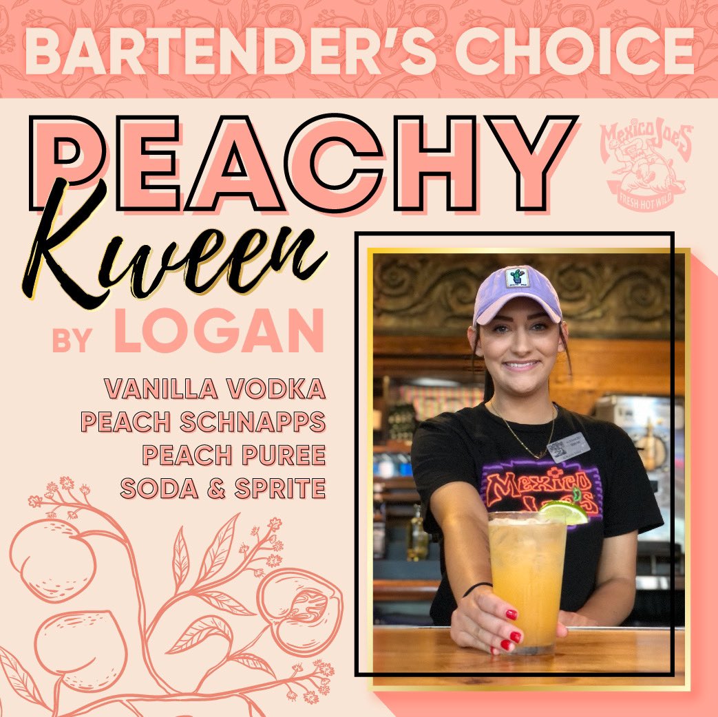 Have you tried this month’s bartender’s 
pick?? Logan has created a delicious and refreshing summer drink to beat the heat! Make sure and try it on 
your next visit!