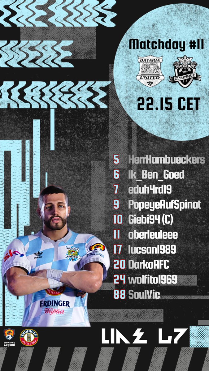 📋 Our Starting-11 for today against L'Olympique FC

📽️ We are live in a few minutes on twitch.tv/giebi94

Pack ma's 🔵⚪

#bav | #vs | #ofc | #wapesleague