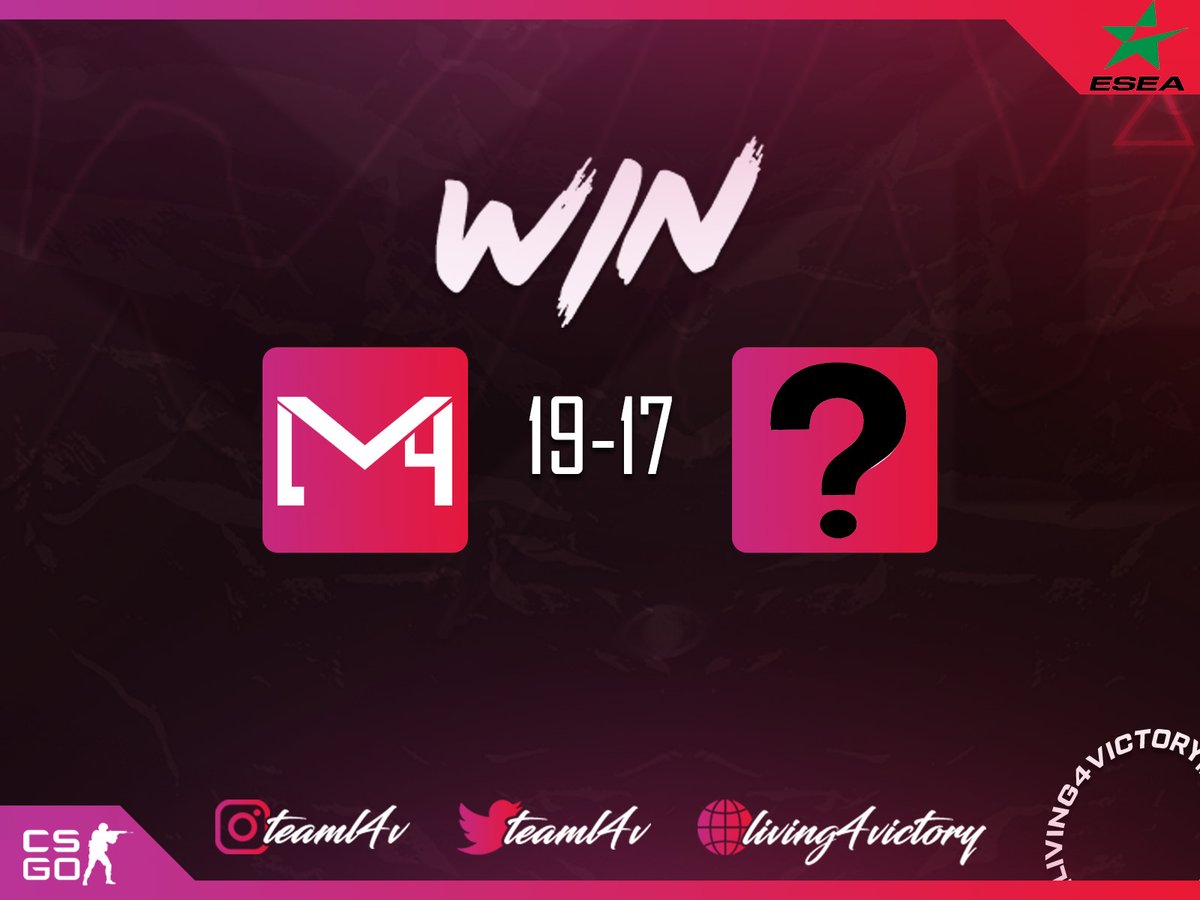 ESEA Open Season 38'de ikinci maçımızı LiveFast-DieYoung takımına karşı inferno haritasında  19-17 kazanarak seriyi 2-0'a getirdik. Tebrikler takım! #goL4V #living4victory #csgo