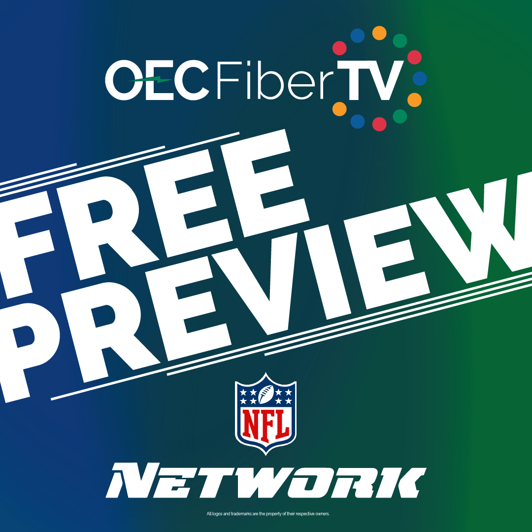 OecFiber's tweet photo. We're excited to share that the @nflnetwork is offering a free preview to all OEC Fiber TV subscribers. It includes 30 of the 48 preseason NFL games at no cost to our TV subscribers from Aug 12 to Sept 11! 👏
From kickoffs to touchdowns, #LetsWatchTogether on #OECFiberTV! 🏈 https://t.co/G0MnnrdPQ4