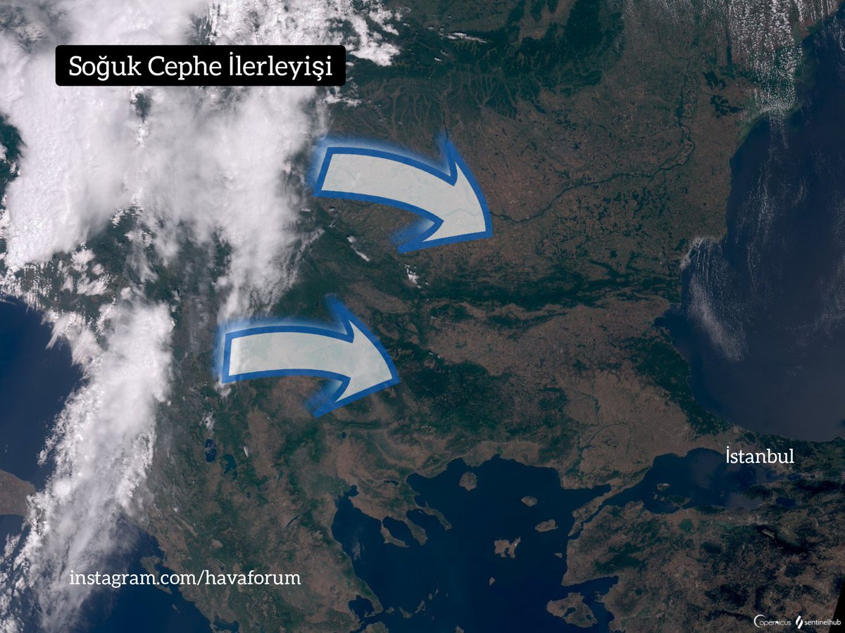 Havayı serinletecek olan soğuk cephe yurdumuza doğru yola çıktı. Uydu görüntüsünde gözüken o serin hava sistemi ülkemize geliyor... İşte son uydu görüntüsü... 🌧⚡