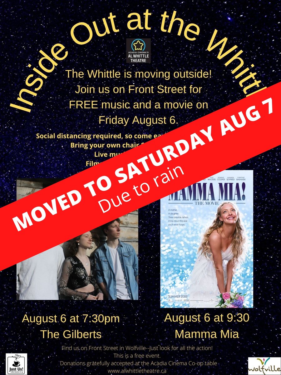 Moving this event to Saturday Aug 7 because of the forecast!   Hope you can still make it.  Bring your chair and pick up some dinner and enjoy the evening.