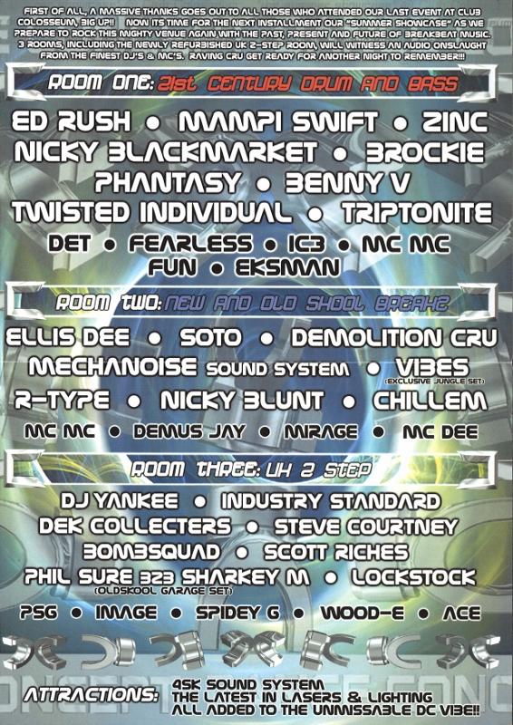 #ThrowbackThurday - How is this 20 years (&amp; 2 days) ago?! Madness! 😱
<a href="/Ed_Rush/">Ξd Rush/Killbox</a> <a href="/mampi_swift/">Mr Swift</a> <a href="/djzinc/">DJ ZINC</a> <a href="/nickyblkmkt/">nicky blackmarket</a> <a href="/djphantasy/">DJ PHANTASY ⭐️⭐️</a> <a href="/djbrockie/">dj brockie</a> <a href="/ItsBennyV/">Benny V 🎶</a> <a href="/Eksman_mc/">Eksman_mc</a> <a href="/McdetUk/">Mc det</a> <a href="/Fearlessdnb/">MC Fearless</a> <a href="/Elmatador3/">IC3</a> <a href="/FunstaMC/">The Funisher</a> <a href="/UncleDugs/">Uncle Dugs</a> <a href="/Kingyoof/">Celestia Drops</a> <a href="/MCPSG/">MC PSG</a> <a href="/demolitioncru/">demolition cru</a> + many more!

RIP Club Colosseum 🙏