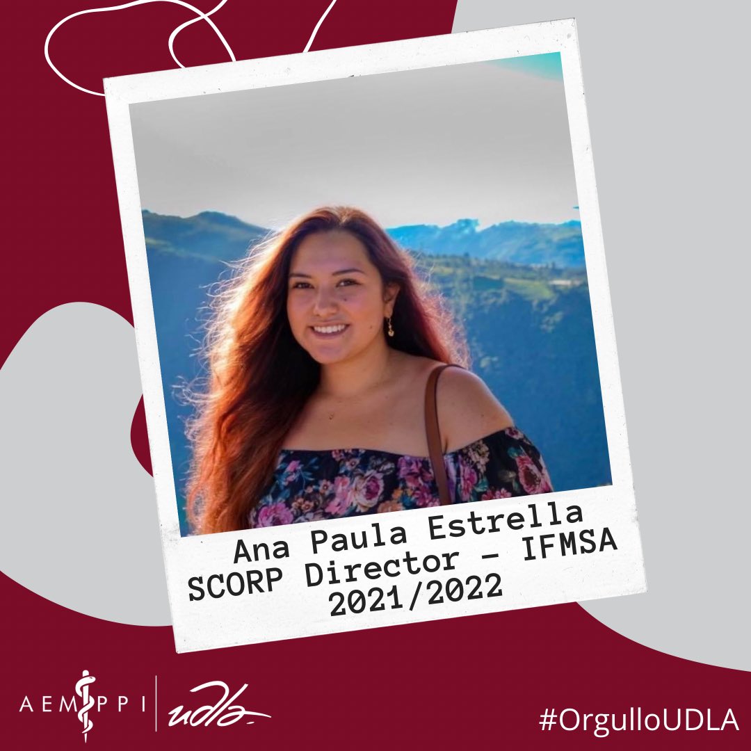 Felicitamos a nuestra querida Ana Paula Estrella por su nuevo cargo como Directora del Comité Permanente de Derechos Humanos y Paz (SCORP) durante el periodo 2021/2022 en IFMSA. ¡Te deseamos mucha suerte en esta nueva etapa! 💚
#OrgulloAEMPPIUDLA
#OrgulloUDLA
<a href="/UDLAEcuador/">UDLA Ecuador</a>