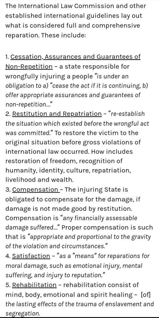 NCOBRA40's tweet photo. 2/3
Here are the details of the #5FormsOfReparations that add up to #FullRepair/#FullReparations.
Reparations doesn't begin nor end with a check. It begins with ending harm then repairing the damage from the harm.
Source of images are from link below.
https://t.co/kzBrhlQa8V https://t.co/GWKk3cysea
