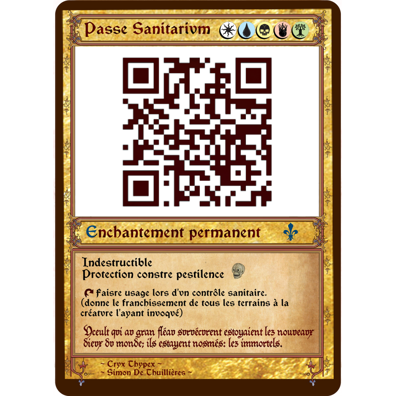 thuillieres's tweet photo. Voulez vovs customismer vostre passe sanitaire en carte magiqve?
faistes adonc y acollez vostre cuillière code dessvs y cette carte enchantée :

#MagicTheGathering #PassSanitaire #thuillières #codex https://t.co/sA5bkz4SqF