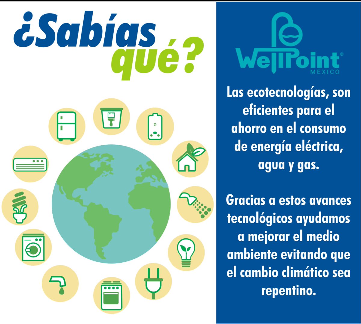 ¿Sabías qué…?
Las ecotecnologías, son eficientes para el consumo de energía eléctrica, agua y gas…

#Sabiasque
#Energia
#Electrica
#Agua 
#Gas