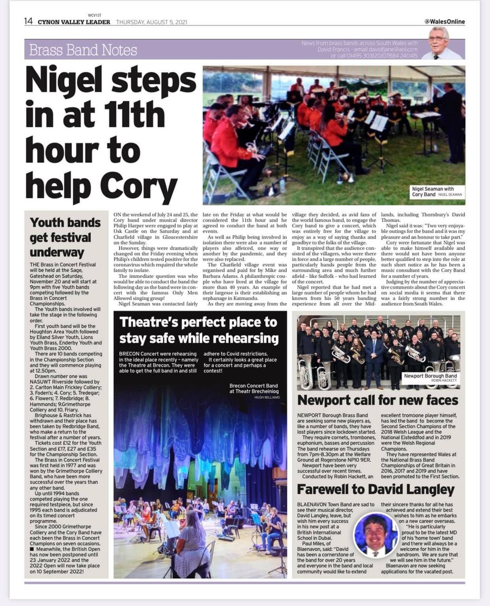 Cheeky little mention in todays Brass Band Notes🥁🎺🎶
#banding #brassband #music #newport
