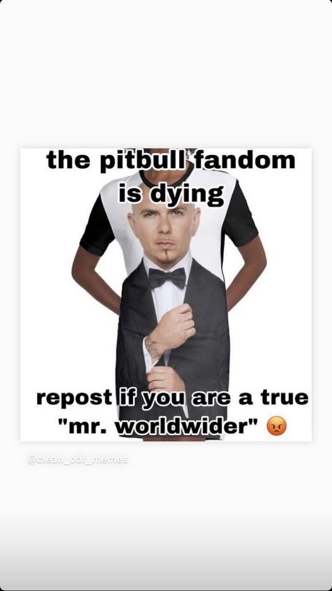 UpdatesManheim's tweet image. Alguém ainda escuta Pitbull? 

" O fandom do Pitbull está morrendo. Repasse isso se você é um verdadeiro 'Mr. Worldwider' "

📸| Milo via Instagram Stories